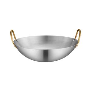 Stainless Steel Dry Pot Double Eared <b>Round</b> Bottom 2.1L 4L Commercial Hot Pot <b>Basin</b> Gas Stove Use - Product Image 1