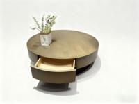 Ensemble de Tables Basses Classiques de Luxe Italiennes en Verre et Acier Carbone pour Salon, et Table Basse Ronde en Acier Inoxydable Doré