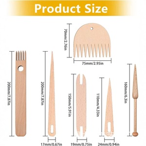 Juego de herramientas de tejido de madera, peine de aguja de madera natural para manualidades de bordado hechas a mano - Product Image 4