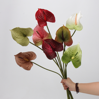 Fleur artificielle Anthurium Bourgogne grand format, aspect naturel et doux au toucher, pour décorations de maison, mariages et fêtes (vente en gros)