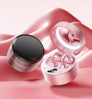 Earphone Desain Jepit Telinga Q132 Tipe-C Gaming Musik Tws Nirkabel Olahraga dengan Cermin Rias Layar LED