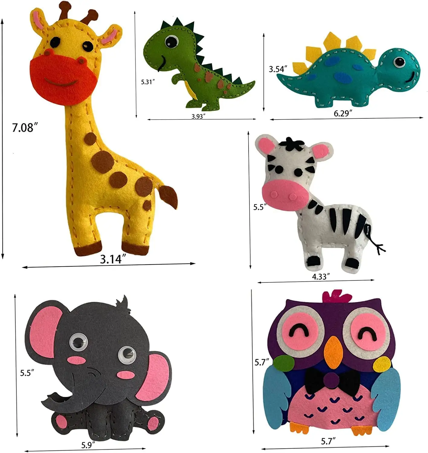 Fournitures de couture pour enfants, bricolage scolaire, bricolage d'animaux en feutre de dessin animé