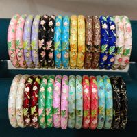 Vente en gros mixte de bracelets en émail cloisonné de haute qualité, colorés, résistants à l'usure, plaqués or 18 carats, avec motifs floraux en relief, cadeaux pour femmes