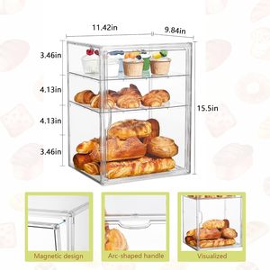 Countertop Pastry <strong>Display</strong> Cabinet 4 Layers <strong>Adjustable</strong> Shelf Showcase Clear Bread Storage Box Acrylic Bakery <strong>Display</strong> <strong>Case</strong> - Product Image 3