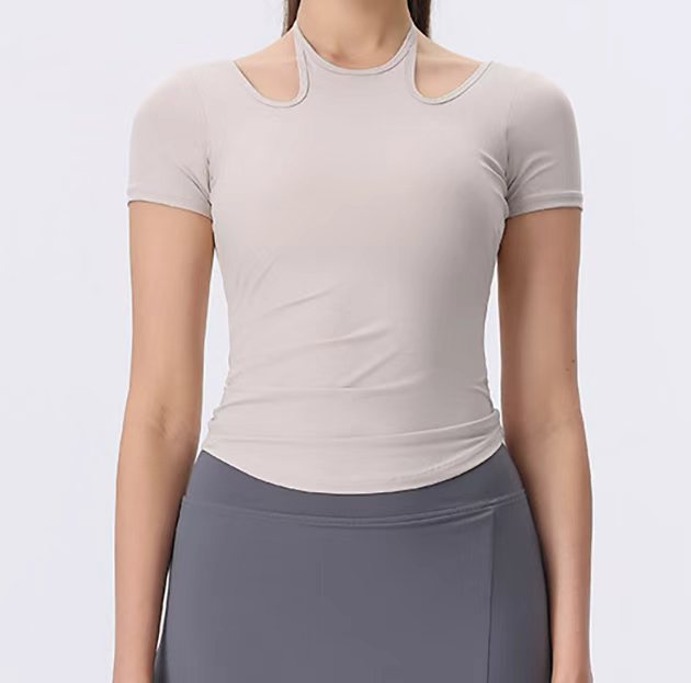 Women's New 2-in-1 Lightweight Breathable Quick Dry Yoga Short Sleeve T-Shirt Seamless Design