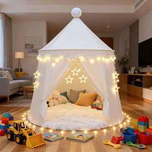 Carpa de Juego Infantil con Diseño de <span class=keywords><strong>Castillo</strong></span> de Princesa y Adornos de Pompones para Dormitorio y Jardín, Venta al Por Mayor - Product Image 5