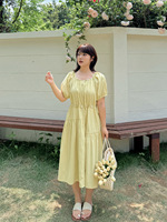 Robe midi en crêpe froissé uni grande taille, robe d'été à manches raglan avec cordon de serrage perlé à la main et poches