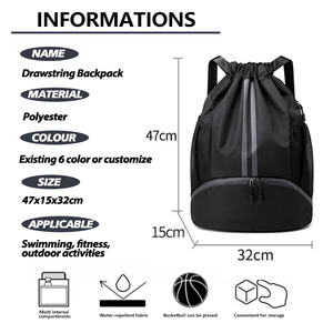Biểu Tượng Tùy Chỉnh Bóng Rổ Dây Kéo Ba Lô Ướt Khô Tách Không Thấm Nước Đào Tạo Tổ chức Marathon Mở Loại Đóng Cửa Cho Nam Giới - Product Image 6