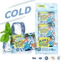 OEM ODM lingettes réfrigérantes Offre Spéciale 18*18cm taille Jumbo 8 pièces/sac lingettes glacées lingettes rafraîchissantes à base de plantes