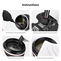 Kit de nettoyage pour appareil photo reflex numérique 4-en-1 K&F CONCEPT : chiffons de nettoyage, stylo de nettoyage et souffleur d'air en silicone noir