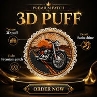 Patch brodé 3D rond en relief pour la décoration de vestes en jean, sacs à dos et vêtements de moto