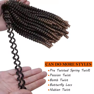 Extensioni per capelli sintetici in fibra resistente alle alte temperature, tinte con tecnica Passion Twist, 30 ciocche, Bomb Twist, Bounce Curly, Spring Twist, per unghie e crochet - Product Image 4