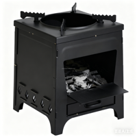 Réchaud de table portable pliable Pagoda, brûleur à charbon et bois léger pour camping extérieur, 2,9 kg, ZMBT Noir Antirouille