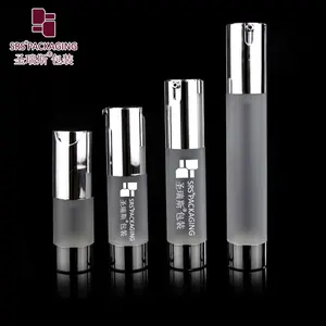 TA021B Empty 10ML 15ML 20ML 30ML Frosted Round AS Plastic Cosmetic Airless Bottle with Pressing Pump Silver Top&Bottom