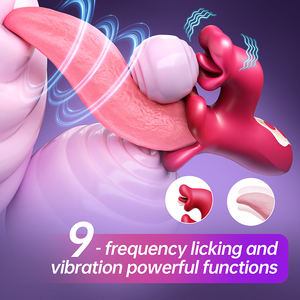 Mainan Lidah Dewasa Wanita dengan 9 Mode <span class=keywords><strong>Vibrator</strong></span> G-spot Kelinci Stimulasi Klitoris Fungsi Menjilat Mengayun Mengisap Menyodok Bergetar - Product Image 3