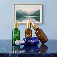 Flacon compte-gouttes en verre cobalt vide personnalisé en usine, 5ml, 10ml, 15ml, 20ml, 30ml, 50ml, 100ml pour sérum, huile, soins de la peau, vente en gros