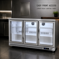 Réfrigérateur à boissons commercial à 3 portes vitrées pour bar de restaurant, hôtel