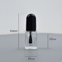 Botol persegi transparan 2ML 3ML tutup hitam kecil Mini kemasan Makeup kosong cat minyak kuku botol kaca Enamel dengan kuas