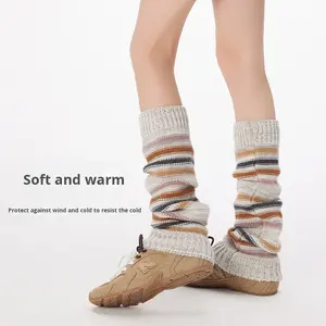 2024 Otoño Invierno Retro estilo étnico tubo largo transpirable poliéster/algodón calentadores de piernas de punto hasta la rodilla pantorrilla - Product Image 3