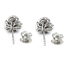 Hong Kong conception quotidienne bonne qualité 18k or blanc véritable griffe réglage diamant naturel forme de coeur grappe boucles d'oreilles pour les femmes - Product Image 3