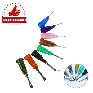 Curved Syringe End Glue Tip Syringes Adhesive Ejector Dispense Flat Screw Glue Dripping Tips Stainless Steel Needle with Blunt