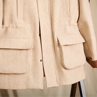 Veste d'hiver pour homme en laine peignée 100% style vintage, col carré rétro, fermeture éclair, taille cintrée
