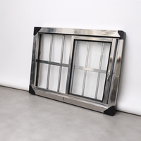 Fenêtre coulissante en acier inoxydable avec barreaux de sécurité, fenêtre métallique pour maison, résidence, bâtiment résidentiel