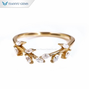 Tianyu feuille d'olivier or massif 10K 14K 18K PT950 mariage Marquise coupe Moissanite diamant fiançailles bague d'éternité féminine - Product Image 1