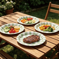 Assiettes en papier à carreaux verts de 7 pouces, jetables, pour fêtes, pique-niques, barbecues, buffets, traiteurs, fournitures directes