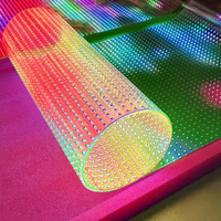 Film LED transparent P10 en cristal, flexible, auto-adhésif, pleine couleur, haute luminosité, lavable, pour vitrine de magasin, métro