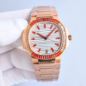 Montre de luxe vintage sportive, hommage au design octogonal, lunette incrustée de pierres précieuses colorées, bracelet finition satinée, étanche 30m - Product Image 1