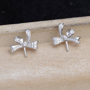 Boucle d'oreille en argent S925 avec plateau vide et pompon 9-10mm JG6001 Accessoires de bricolage pour boucles d'oreilles fines en perles Bijoux - Product Image 4