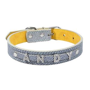 DIY Diamant-Buchstaben Alphabet Name Hundehalsband Leine Set Maßgefertigtes Leder-Haustierzubehör für Katzen Border Collies <span class=keywords><strong>Schnauzer</strong></span> - Product Image 2