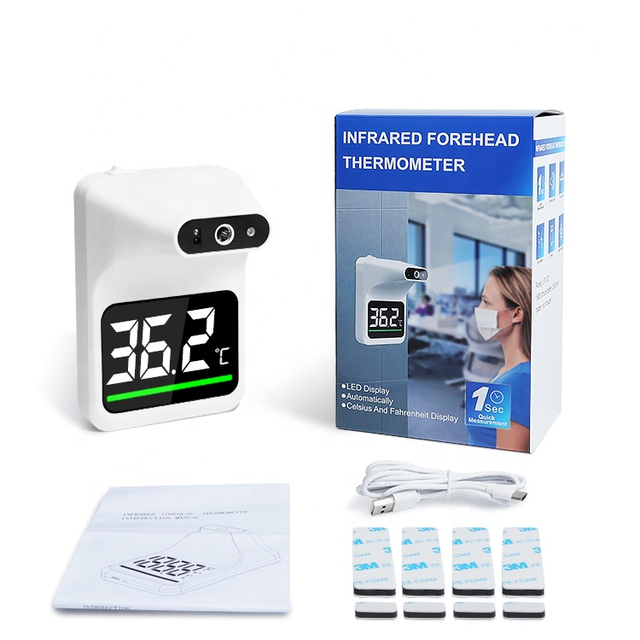 Non Contact Wall Mount Medical Fever Temperature Termometro Bt Digital Infrared Forehead Thermometer Prices Plastic LCD Display