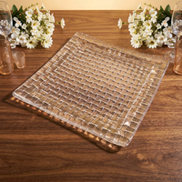 Plateau à fruits en verre transparent tissé à motif carré de luxe, plateau de service pour collations et desserts, décoration de table pour la maison