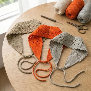 Fasce per capelli da donna all'uncinetto, bandane floreali elastiche, fasce vintage lavorate <span class=keywords><strong>a</strong></span> maglia con fiori - Product Image 3