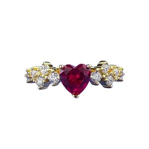 Bague pour femme <span class=keywords><strong>en</strong></span> argent 925 de haute qualité, or, 6 * 6, forme de cœur, diamant rouge sang de <span class=keywords><strong>pigeon</strong></span>, ensemble romantique, bijoux de charme - Product Image 5