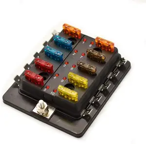 Automotive Fuses Box Block Accessories Warning Light Protection Cover LED Display Fuse Socket 12V 24V 10Way Blade Fuse Holder