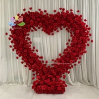 Arche de fleurs artificielles en forme de cœur, arche de roses en soie avec support pour cérémonie de mariage, location pour événements, décoration