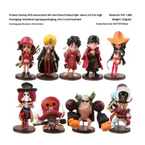 Usine 67e génération 9 pièces/ensemble pièce <span class=keywords><strong>OP</strong></span> <span class=keywords><strong>Luffy</strong></span> 3.5 ~ 7cm Q Version rouge théâtre Version modèle PVC figurines d'anime - Product Image 2