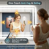 Miroir de salle de bain mural intelligent moderne avec éclairage LED argenté imperméable sans cadre, anti-buée, avec interrupteur tactile