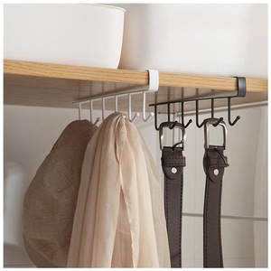 <b>Kitchen</b> wrought iron nail-free <b>hooks</b>, multi-row cabinet storage rack, six-row <b>hooks</b>, wardrobe 6-<b>hook</b> organizer. - Product Image 1