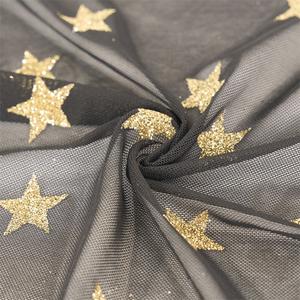 Usine directe maille Tulle tissu brillant net maille impression déjoué tissu haute qualité maille feuille tissu pour robes de soirée - Product Image 1