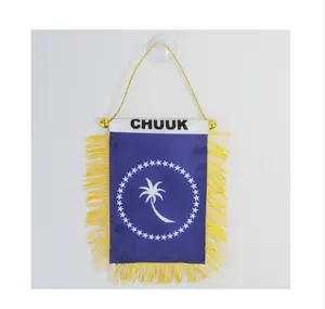 Billige Satin Promotion Chuuk Auto Rückansicht Mini Car Flag Banner mit Quasten