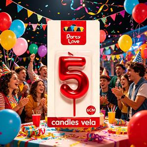 Candela Decorativa per Torta di Compleanno Numero 5, in Paraffina, Senza Profumo, Senza Gocciolamento, 6 cm - Product Image 6