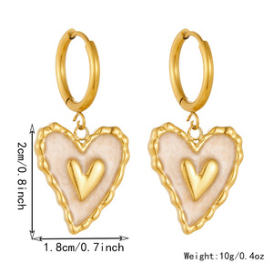 Heart-Shaped Hoop <b>Earrings</b> Gold Plated Zinc Alloy Stainless Steel <b>Post</b> Gift Jewelry E6295 - Product Image 4