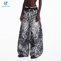 BENTURA Fabricant de jeans Design original Pantalons de haute qualité Coupe et couture Impression graphique léopard Impression DTG Patch Jeans en denim personnalisés