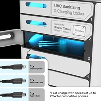 Casillero de Carga con Desinfección UVC VOX para Montaje en Pared, 8 Compartimentos, Estación de Carga Súper Rápida PD20W con Pantalla Publicitaria Android HD de 14''