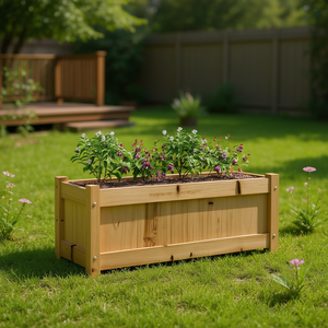 กระถางปลูกต้นไม้ในสวนไม้สน 35.4x12.2x12.2 นิ้ว รูปทรงสี่เหลี่ยมผืนผ้า สไตล์ชนบทเคลือบสารกันสนิม สำหรับกระถางดอกไม้กลางแจ้ง - Product Image 2