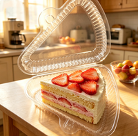 Emballage triangulaire à fermeture rapide pour tranches de gâteau, conteneur articulé jetable en PET transparent écologique pour gâteaux, mousses et sandwichs